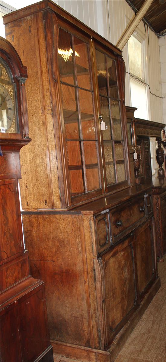 19th century mahogany secretaire bookcase(-)